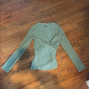 Zara Textured Green Long Sleeve Top